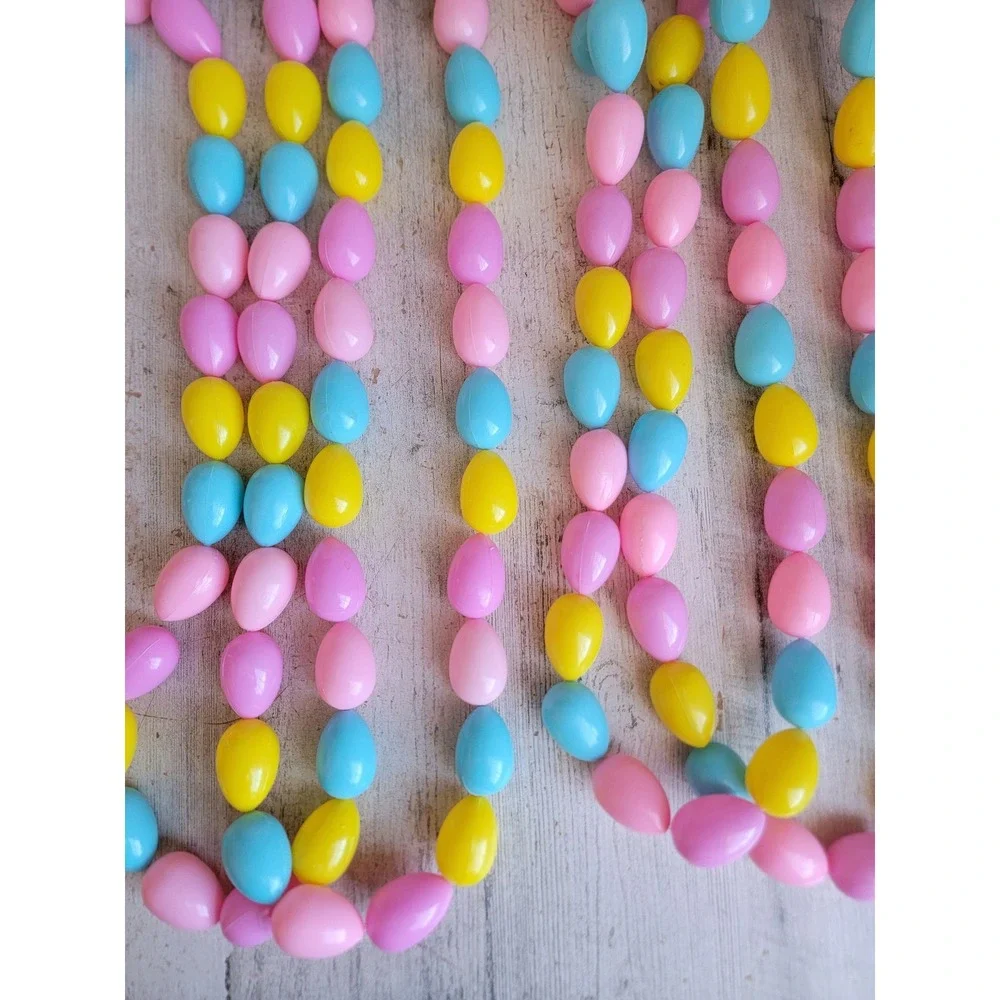 Vintage blow mold pastel egg garland Easter spring hanging home decor set